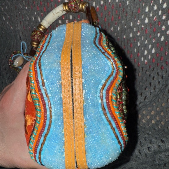 Vintage Mary Frances Embroidered Orange and Blue Handbag - Picture 9 of 10